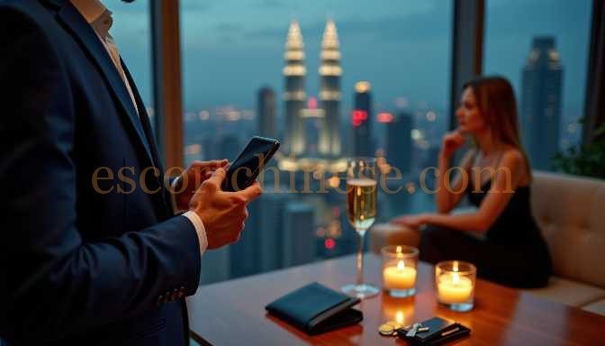 Couple dining with city skyline view at night